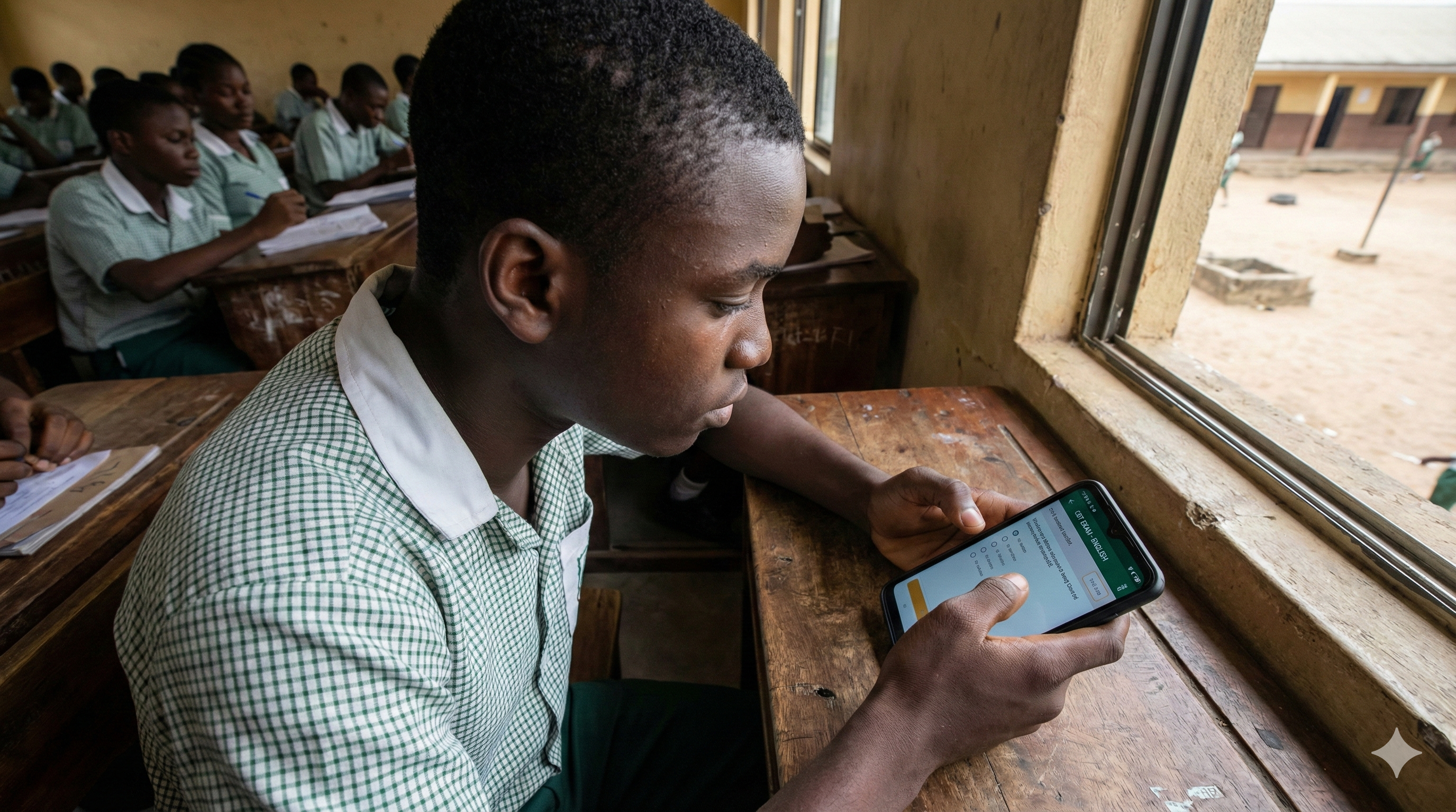 Student taking CBT exam on mobile